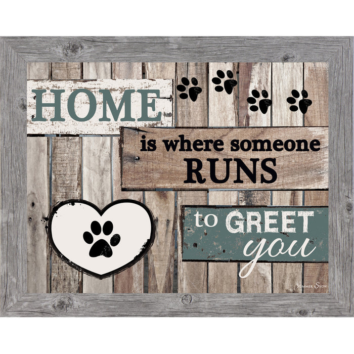 Home Is Where Someone Runs to Greet You – Dog Lover Framed Wall Art | Pet-Inspired Home Decor (SS9822) - Summer Snow Art