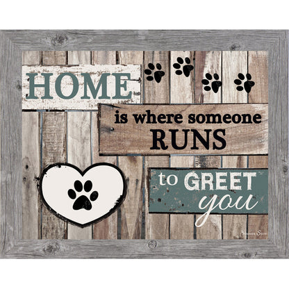 Home Is Where Someone Runs to Greet You – Dog Lover Framed Wall Art | Pet-Inspired Home Decor (SS9822) - Summer Snow Art