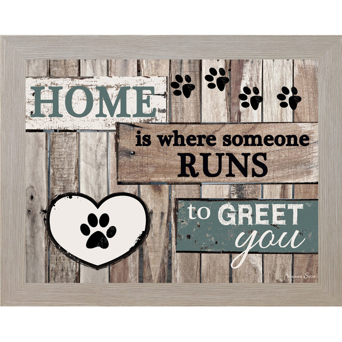 Home Is Where Someone Runs to Greet You – Dog Lover Framed Wall Art | Pet-Inspired Home Decor (SS9822) - Summer Snow Art