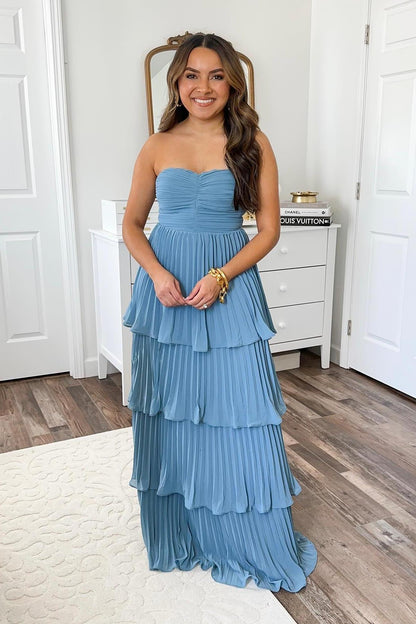 Emerald Green Chiffon Ruffles Long Party Dress