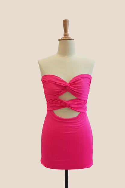 Double Twists Pink Fitted Mini Dress