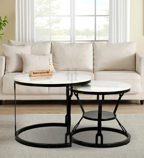 HT Modern Black Coffee Table with Metal Frame