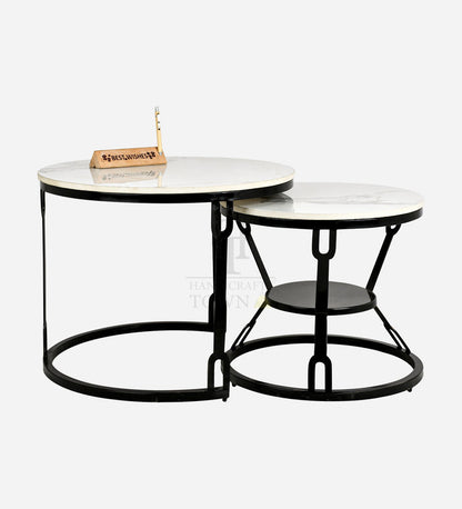 HT Modern Black Coffee Table with Metal Frame