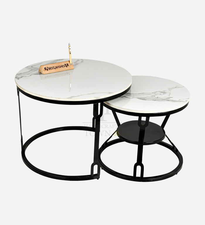 HT Modern Black Coffee Table with Metal Frame