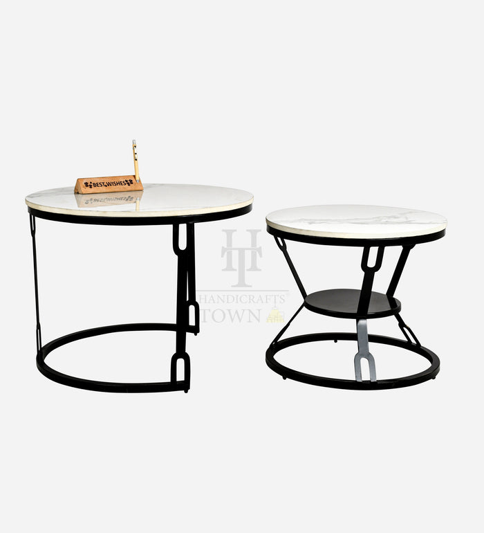 HT Modern Black Coffee Table with Metal Frame