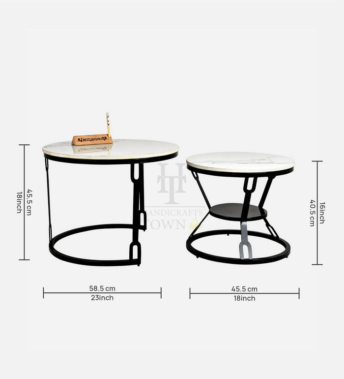 HT Modern Black Coffee Table with Metal Frame