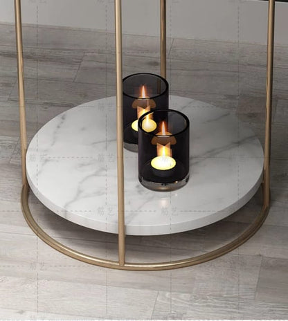 HT Tow Layers Marble Side Table (Gold)