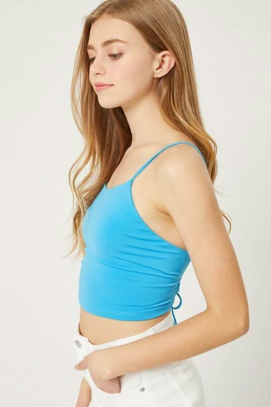 Antonia Turquoise Blue Backless Cami Crop Top
