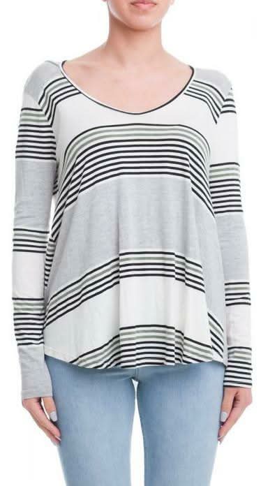 Aubrey Olive Striped Long Sleeve Top