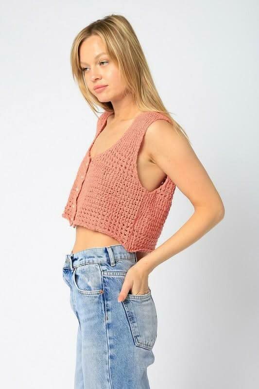 Abbey Solana Sheer Crochet Tank Top
