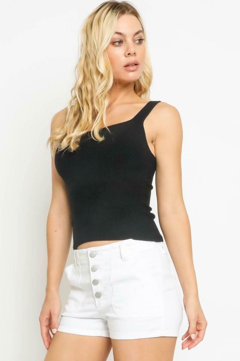 Becca Black Ribbed Tank Top