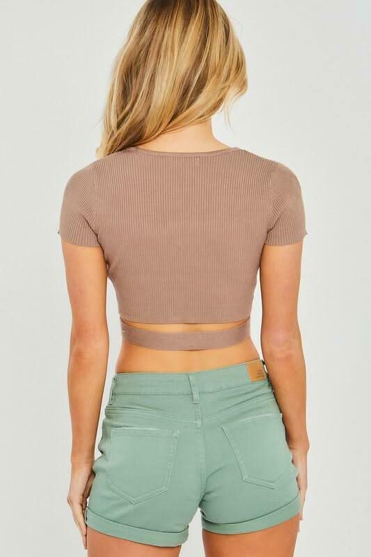 Amy Mocha Center Ring Knit Crop Top