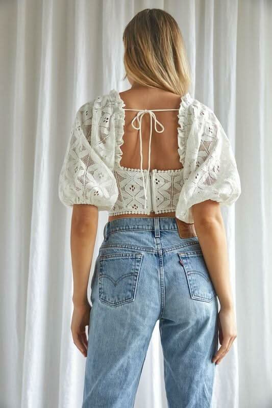 Charolette White Lace Bustier Crop Top