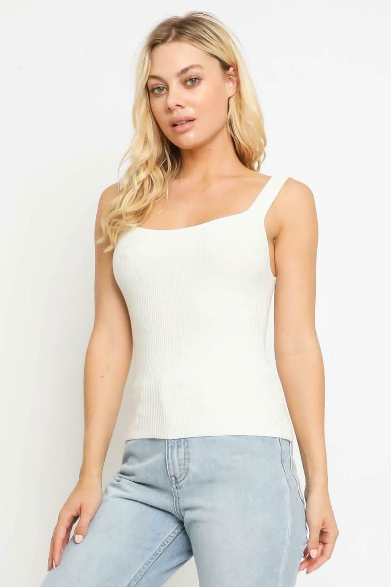 Becca Ivory Ribbed Tank Top
