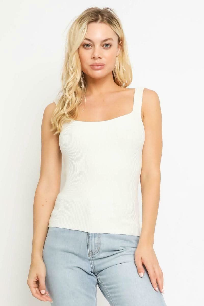 Becca Ivory Ribbed Tank Top