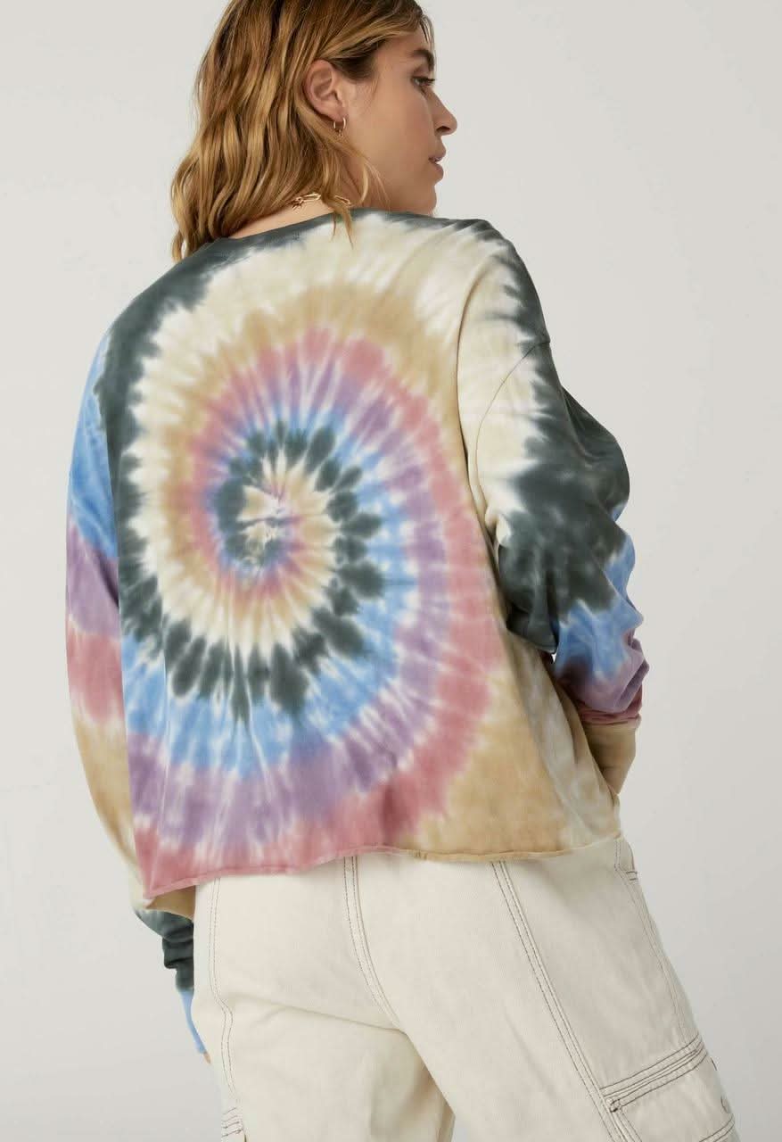 Autumn Tie Dye Long Sleeve Crop Top