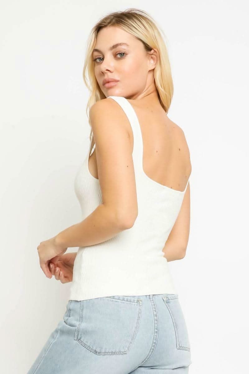 Becca Ivory Ribbed Tank Top