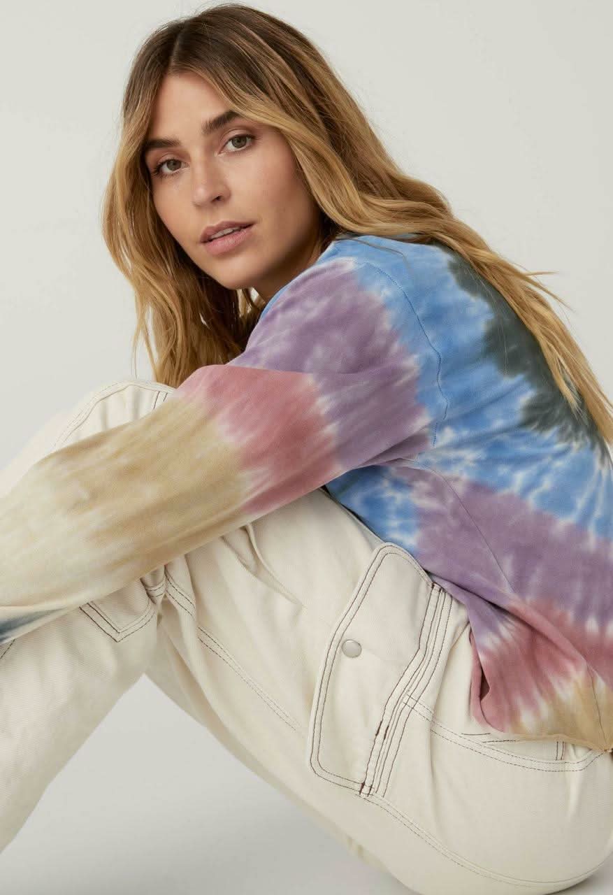 Autumn Tie Dye Long Sleeve Crop Top