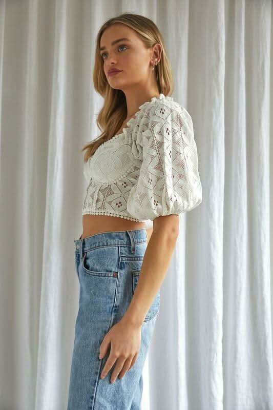 Charolette White Lace Bustier Crop Top