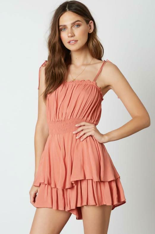 Cabana Club Peach Ruffle Romper