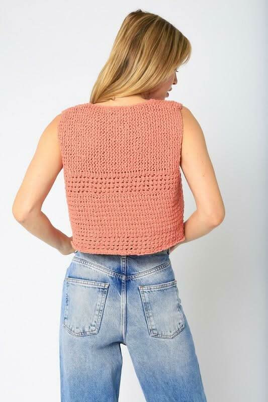 Abbey Solana Sheer Crochet Tank Top