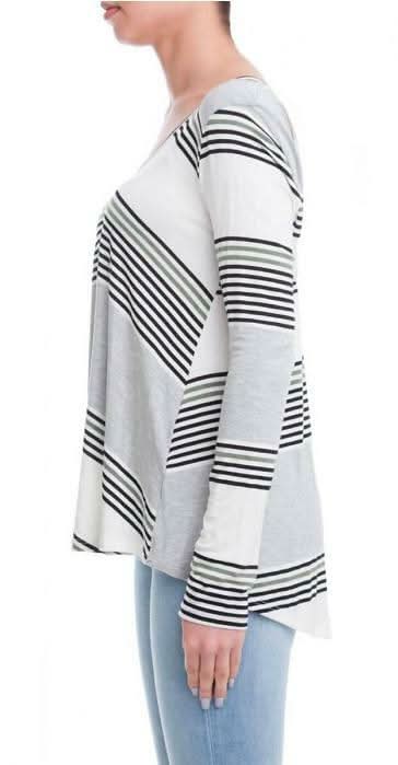 Aubrey Olive Striped Long Sleeve Top