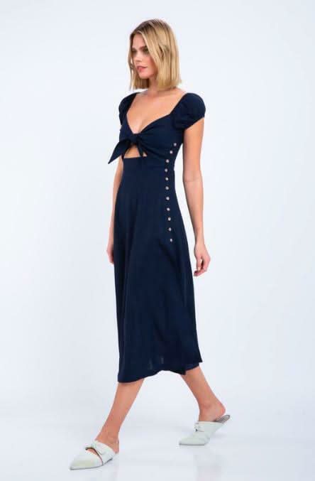 Astwood Cove Navy Off-the-Shoulder Midi Dress