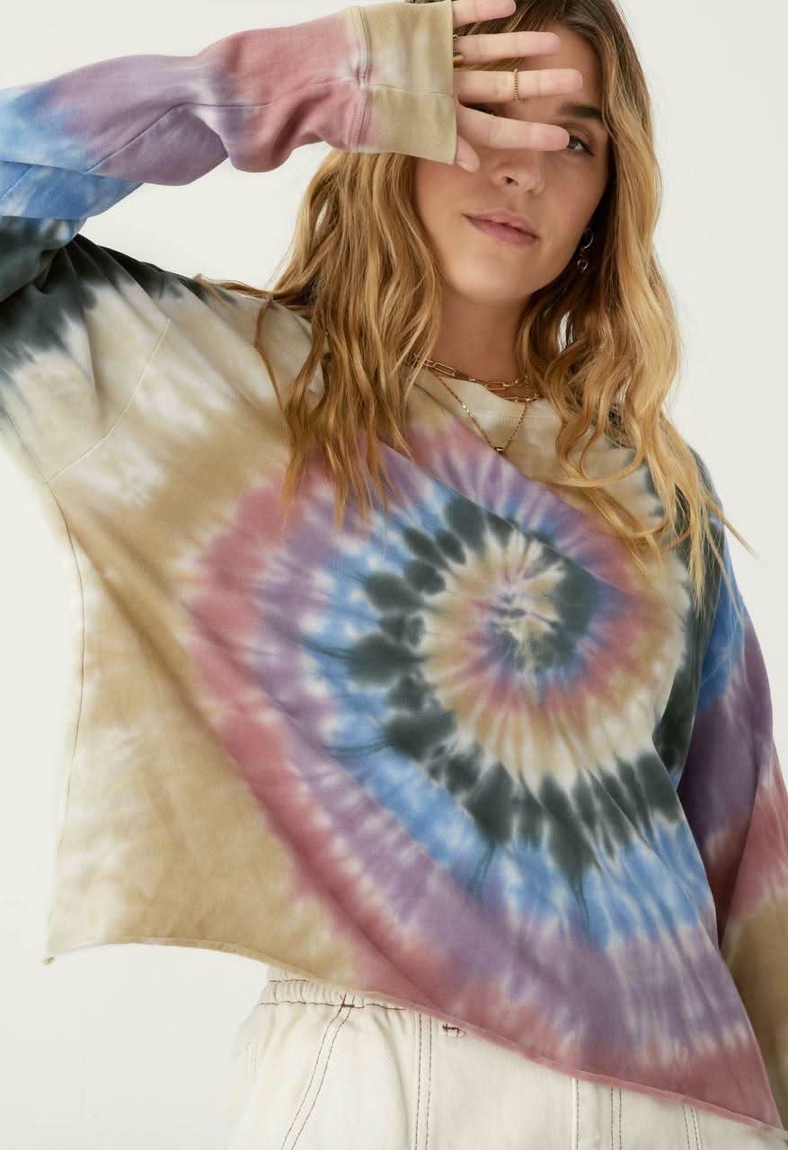 Autumn Tie Dye Long Sleeve Crop Top