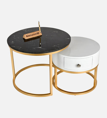 Ivey Nesting Tables With Storage With Black Marble