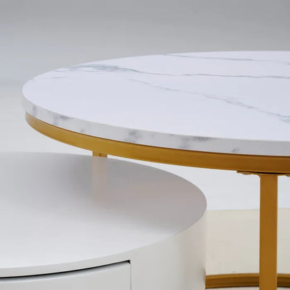 Ivey Nesting tables with storage with marble top