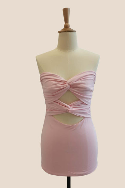 Double Twists Yellow Fitted Mini Dress