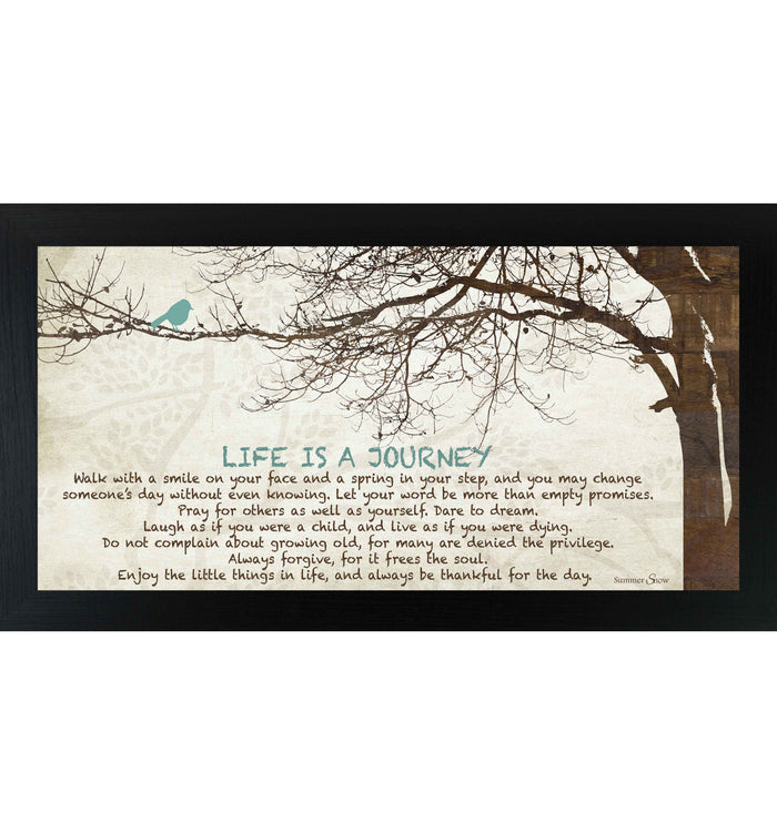 Life Is a Journey – Inspirational Framed Wall Art | Meaningful Quote with Tree & Bird Decor | SS1523 - Summer Snow Art