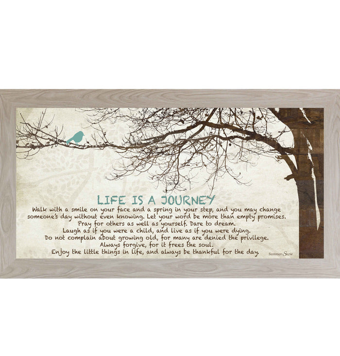 Life Is a Journey – Inspirational Framed Wall Art | Meaningful Quote with Tree & Bird Decor | SS1523 - Summer Snow Art