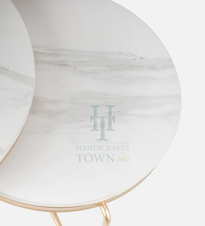 Minimalist Nesting Tables With Marble Top (Gold)