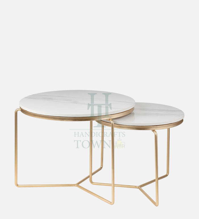 Minimalist Nesting Tables With Marble Top (Gold)