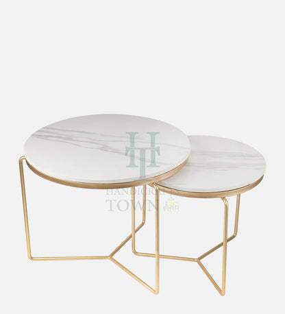 Minimalist Nesting Tables With Marble Top (Gold)