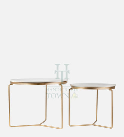 Minimalist Nesting Tables With Marble Top (Gold)