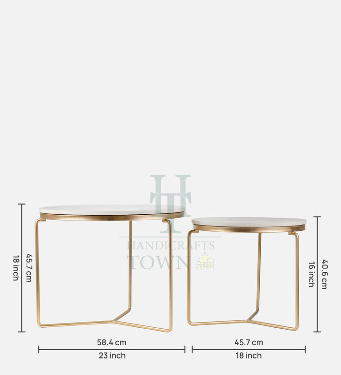 Minimalist Nesting Tables With Marble Top (Gold)