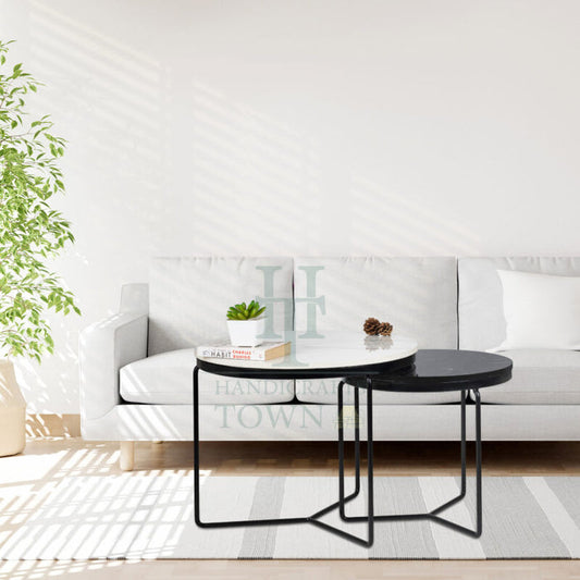 Minimalist Nesting Tables With Marble Top