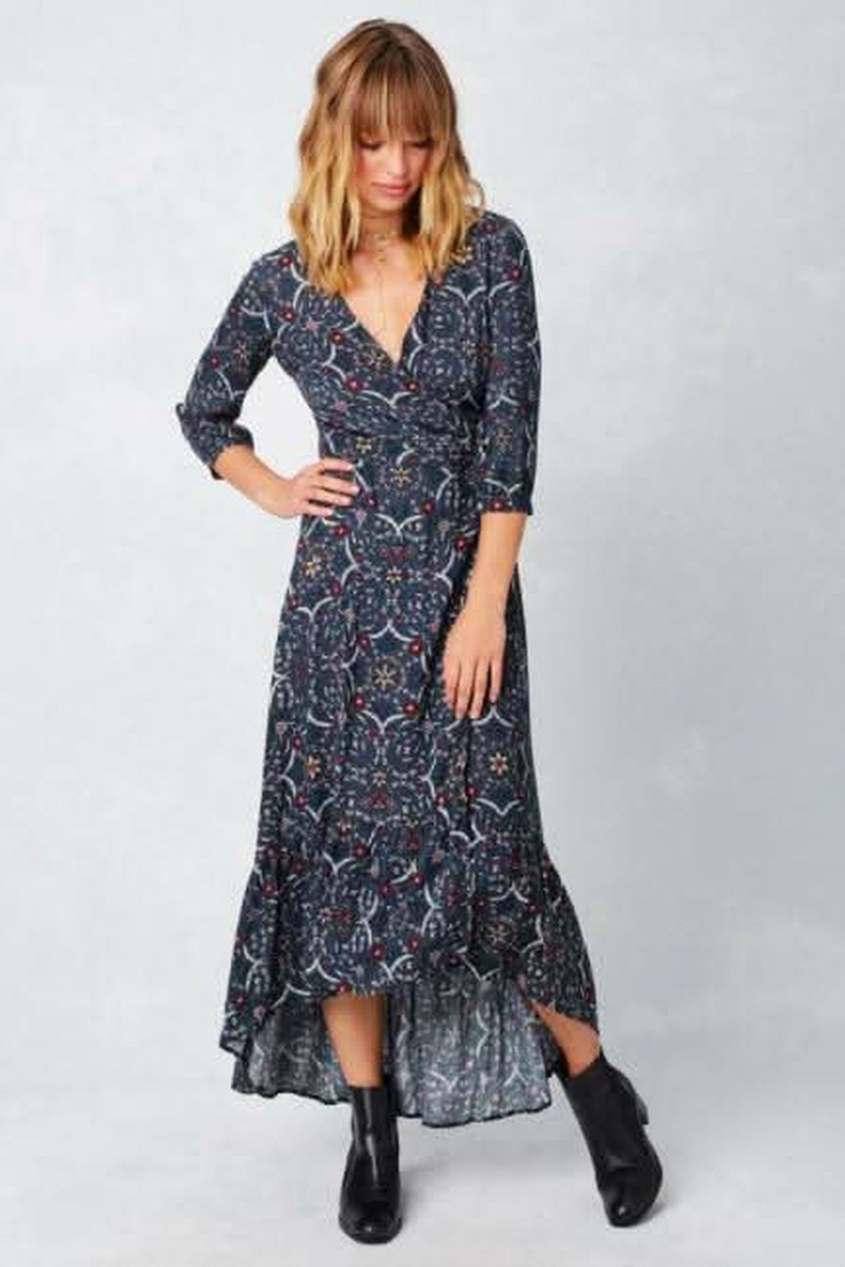 By Your Side Navy Print Maxi Dress