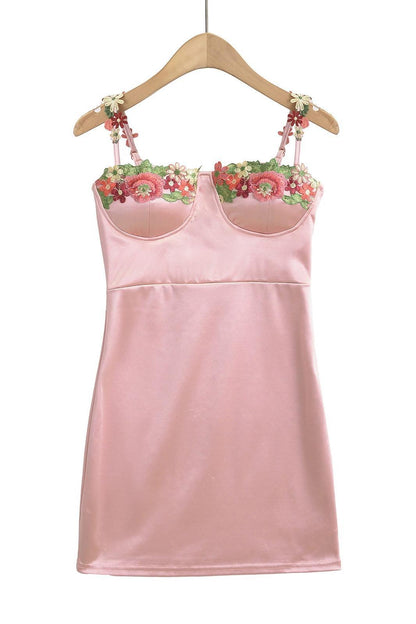 Green Floral Embroidery Short Princess Dress