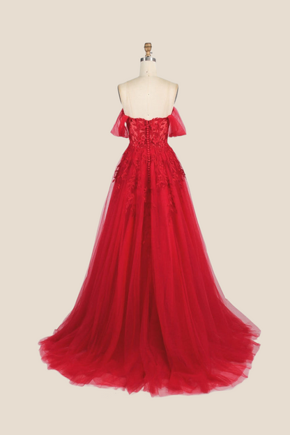 Green Floral Embroidery Strapless A-line Formal Dress