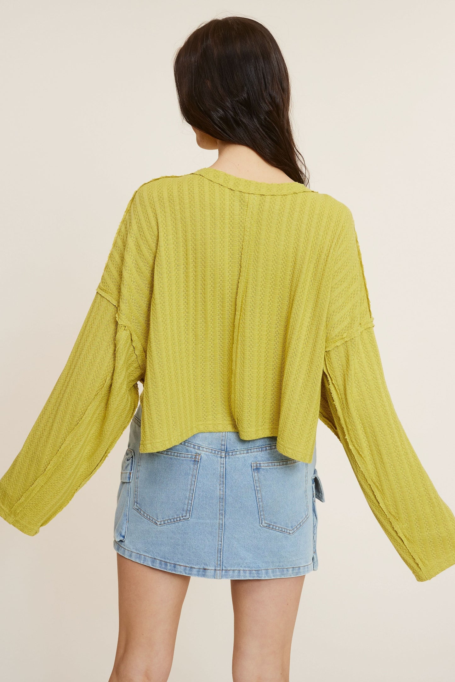 All The Way Green Long Sleeve Crop Top