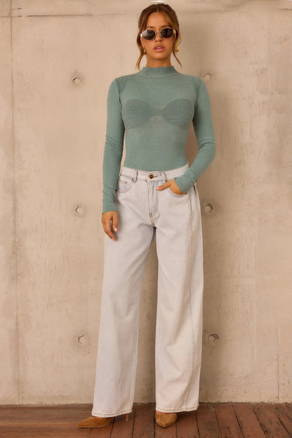 Sculpted Verse Knit Bodysuit - Sage