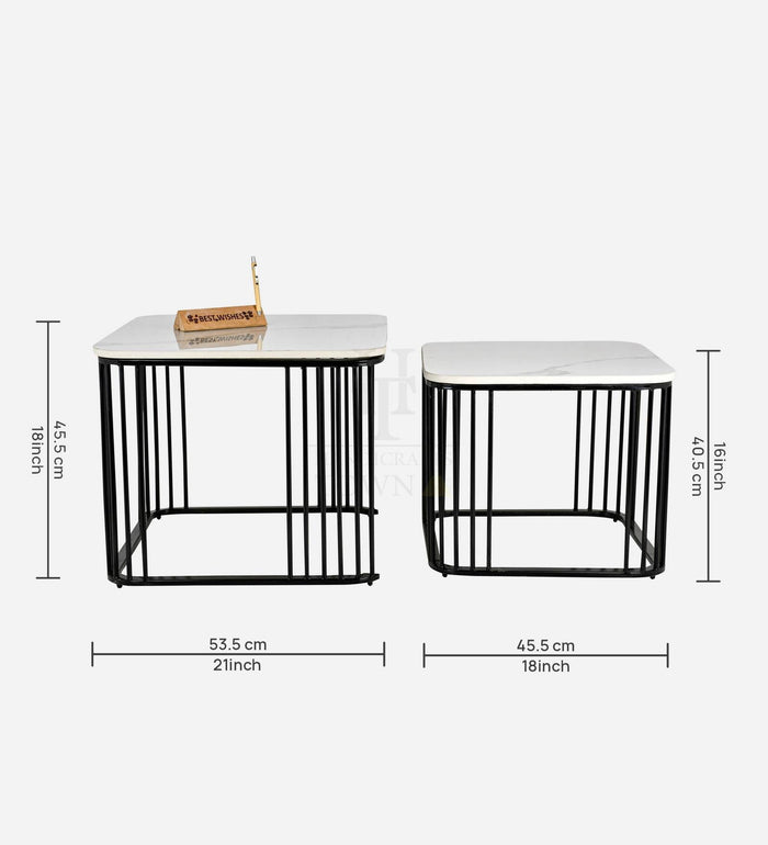 Square Frame Nesting Tables Black