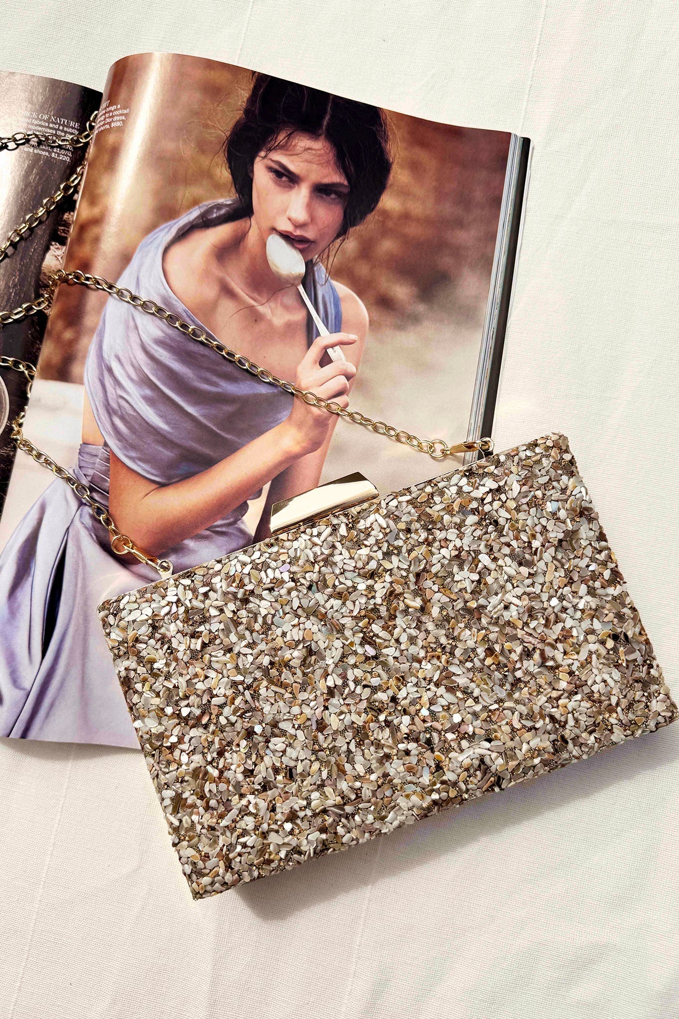 Starlit Mirage Clutch Bag - Beige