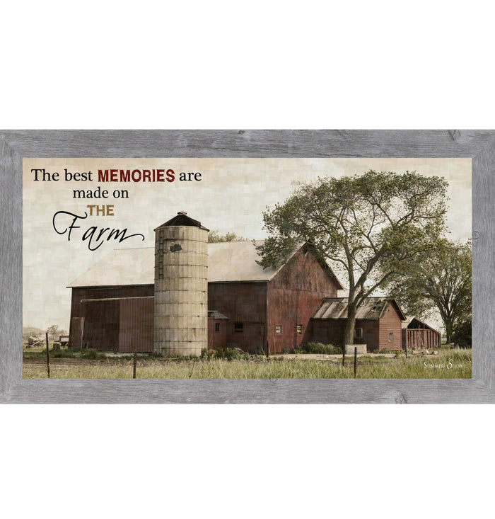 The Best Memories Are Made on the Farm – Rustic Barn Framed Wall Art | Farmhouse Decor (SSW1505) - Summer Snow Art