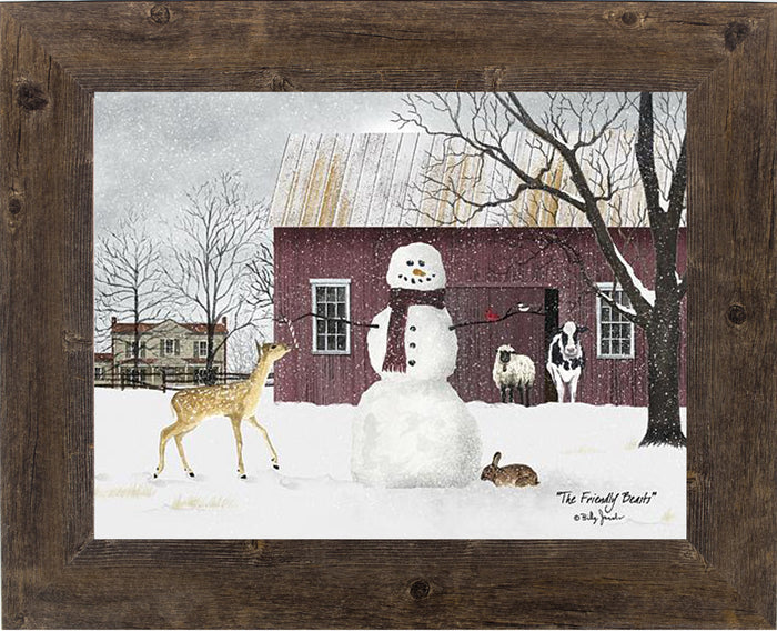 The Friendly Beasts – Framed Winter Farm Wall Art by Billy Jacobs (BJ1120) - Summer Snow Art