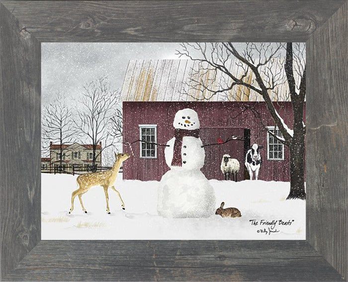 The Friendly Beasts – Framed Winter Farm Wall Art by Billy Jacobs (BJ1120) - Summer Snow Art