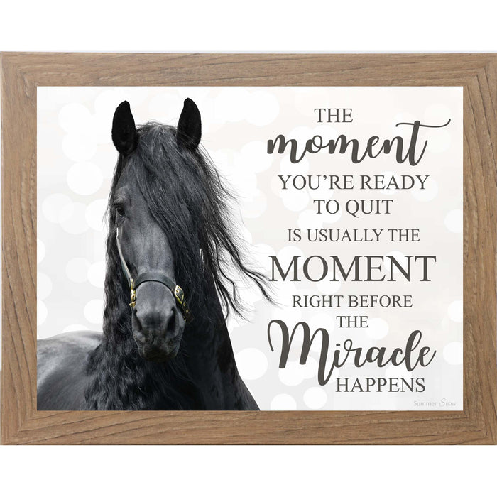 The Moment You’re Ready to Quit Horse Wall Art – Inspirational Black Horse Framed Artwork (SSW9835)